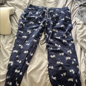 Sonoma Blue and White Bear Joggers with Elastic Waistband